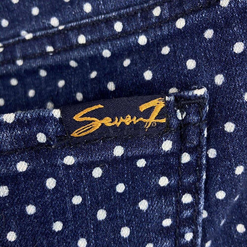 Seven7 Shorts Polka Dot Denim Blue Cotton Stretch Classic Womens 8 - Picture 3 of 8